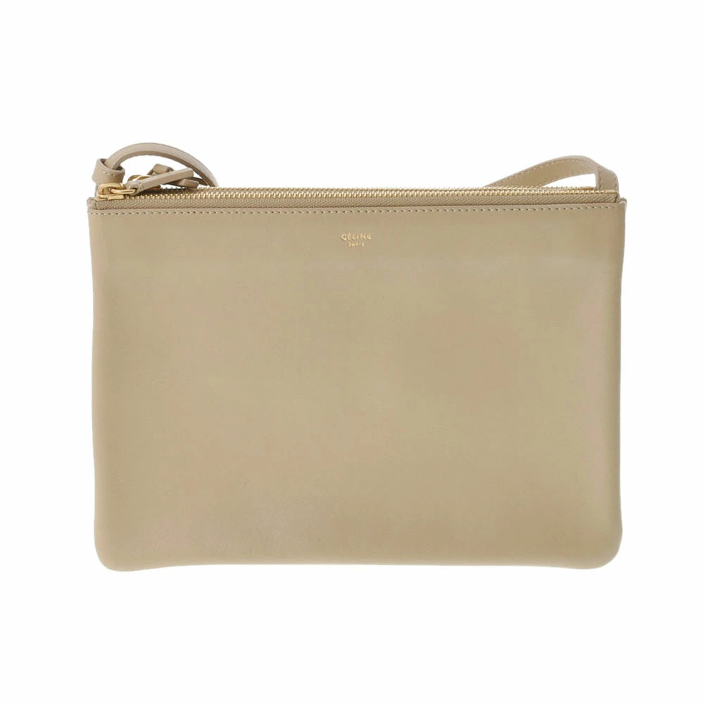CELINE Trio Beige Lambskin Shoulder Bag